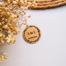 Plateau De Service En Bois Naturel De 25 Cm De Diamètre Avec 5